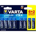 PILA LR6 AA 6+2u LONGLIFE VARTA