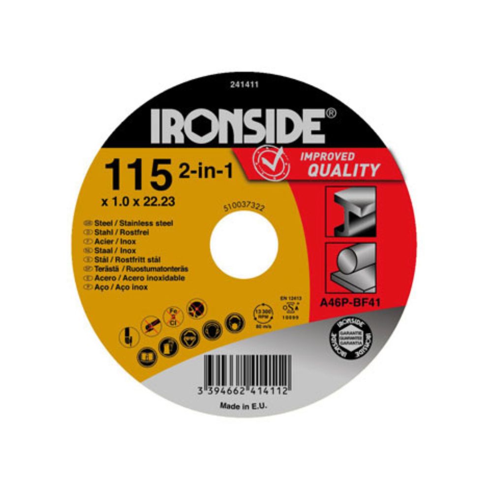 Disco corte acero inox 115 x 1 x 22 mm Ironside en Tucan