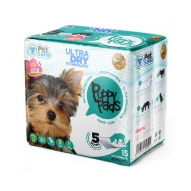 PET SANA PUPPY PADS EMPAPADORES 60X60 15 UNIDADES