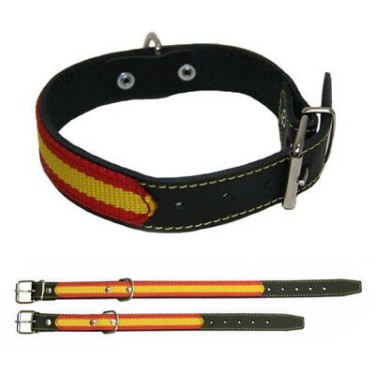 COLLAR BANDERA ESPAÑA CUERO 55CM