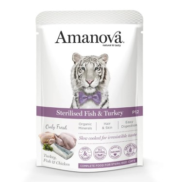 AMANOVA CAT POUCH STERIL PESCADO Y PAVO