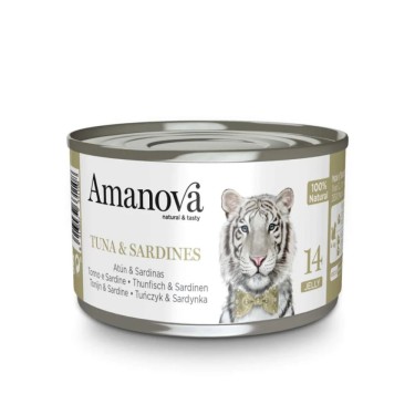 Lata Amanova Gelatina Atún & Sardinas 70g gatos